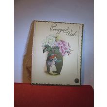 every good wish, EDWARDIAN BIRTHDAY GREETINGS CARD with PAPER INSERT. string =