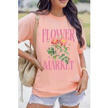 Pink FLOWER MARKET Graphic Crewneck T Shirt