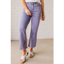 Orchid Petal Vintage Wash Frayed Hem Ankle-length Jeans