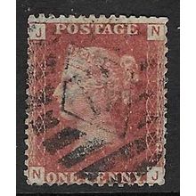 GB 1858 QUEEN VICTORIA 1d RED PLATE 162 USED SG43 / 44 " NJ "