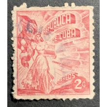 STAMP Cuba SG512 1948 2c Girl with Red Flag and cigars Used