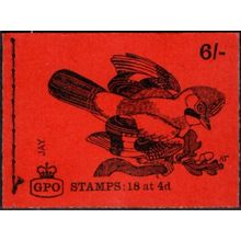 1968 Booklet QP44 18 x 4d Vermillion, One Phos Band, Great Crested Grebe. UMM/NH