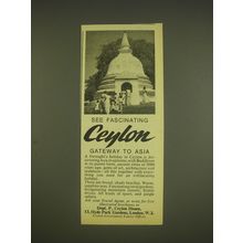 1963 Ceylon Tourism Ad - See fascinating Ceylon gateway to Asia