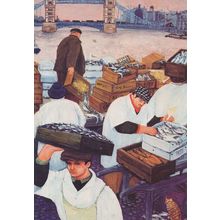 Margaret Loxton Billingsgate Fish Market Painting Postcard