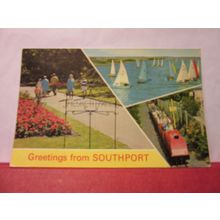multiview, SOUTHPORT, LANCASHIRE used postcard by E T W Dennis 1972 pm =