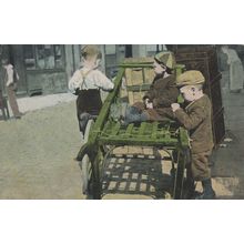 London Children Playing On Street Cart 1905 Antique Postcard
