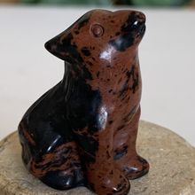 Mahogany Obsidian Carved Wolf Figurine Crystal Animal Coyote Figure Pet Dog 1.5"