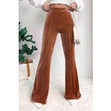 Chestnut Solid Color High Waist Flare Corduroy Pants