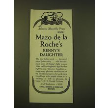1951 Little, Brown & Company Ad - Mazo de la Roche's Renny's Daughter