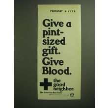 1974 The American Red Cross Ad - Give a pint-sized gift. Give Blood