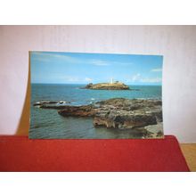 LIGHTHOUSE GODREVY ISLAND, ST. IVES BAY, CORNWALL used vintage postcard1974 pm =