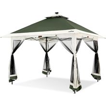 Suntime 12 X 12 Instant Pop up Gazebo Polyester Canopy Tent Shelter with Solar L