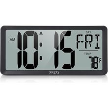 XREXS Large Digital Wall Clock, Battery Operated Alarm Clocks for Bedroom Home D