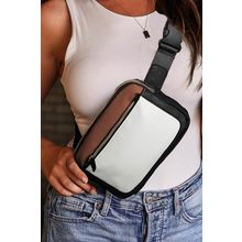 White Leather Colorblock Zipped Removable Clip Crossbody Bag
