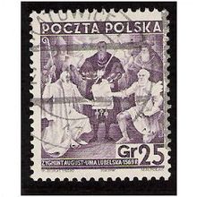 Mi 335: 25 gr brownish violet: 20th Anniv. of Independence: Sigismund August.