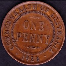 1920 Dot Above & Below Australia 1 Penny coin