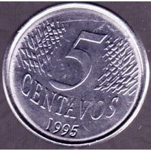 1995 Brazil 5 Centavos Coin