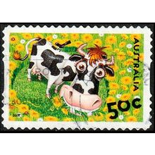 Australia 2005 Animals 50c Used P&S Stamp Down on the Farm Cow .