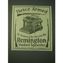 1900 Remington Standard Typewriter Ad - Thrice Armed for business