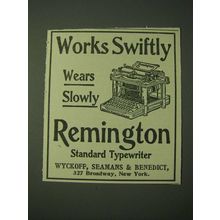 1900 Remington Standard Typewriter Ad - Works Swiftly Wears Slowly