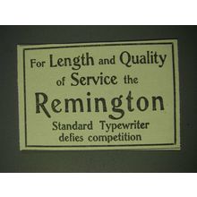 1900 Remington Typewriter Ad - For length and quality of service the Remington