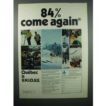 1971 Quebec Canada Tourism Ad - 84% Come Again