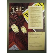 1988 Hamilton The Benton Watch Ad - Classic Design Never Out of Style