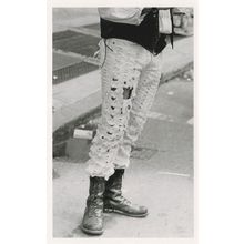 Designer Blue Jeans Shredded Torn Frayed USA Fashion Photo Postcard