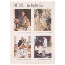 Freedom Of Worship Speech From Want Fear Military Postcard