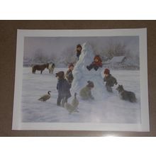 "Our Giant" by Robert Duncan 2001 14 x 18" Print Snowman Watercolor Snowman Kids