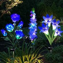 4 Pack Solar Swaying Bee Lights+3 Pack Solar Flowers Lights