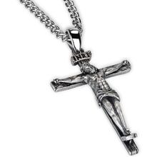 925 Sterling Silver Crucifix Necklace, Jesus Cross Necklace for Men, Christian J