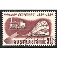 AUSTRALIA 1954: RAILWAYS CENTENARY - 3½d USED (G2)