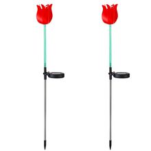 2Pcs Solar Powered Tulip Garden Light Wind Mill Waterproof Landscape Stake La...