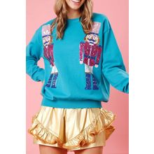 Blue Nutcracker Christmas Crew Neck Sweatshirt