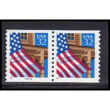 2913v 32c U.S. Flag Over Porch Very Fine MNH LGG CNP Left 99969 PA1715