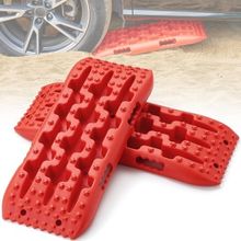 2PCS Traction Boards with PP for Mud Snow Sand Storage Bag Short Red