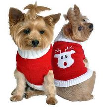 Dog Cable Knit 100% Cotton Sweater Red Rudolph Holiday SMALL
