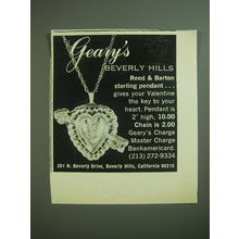 1974 Geary's Reed & Barton Sterling Pendant Advertisement