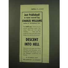 1949 Pellegrini & Cudahy Book Ad - Descent into Hell by Charles Williams