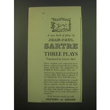 1949 Alfred A. Knopf Book Advertisement - Three Plays by Jean-Paul Sartre