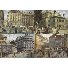 Richard Pokorny Austria Wien Neuer Markt Platz Staatsoper 4x Painting Postcard s