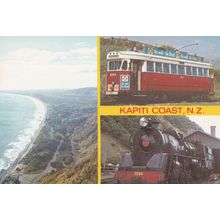 Kapiti Coast New Zealand Shell Petrol Bus Train Advertising Postcard