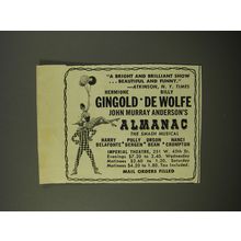 1954 Almanac Musical Ad - A bright and brilliant show ..beautiful and funny