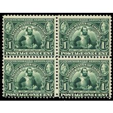328, Mint OG NH 1¢ Jamestown Block Of Four Stamps Cat $260.00 - Stuart Katz