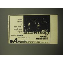 1957 Atlantic Recording Corp. Ad - Midnight at Mabel Mercer's
