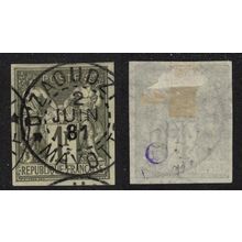 Mayotte 1 Fr Olive sur paille canc '2 Juin 1881' Certified?? 1881 Canc