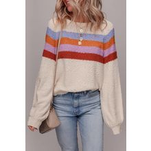 Jet Stream Striped Color Block Loose Sleeve Chic Sweater