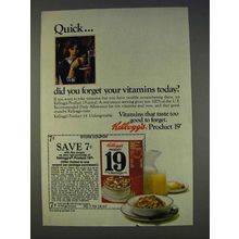 1977 Kellogg's Product 19 Cereal Ad - Forget Vitamins