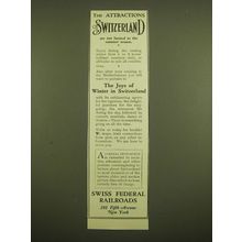 1924 Swiss Federal Railroads Ad - The attractions of Switzerland